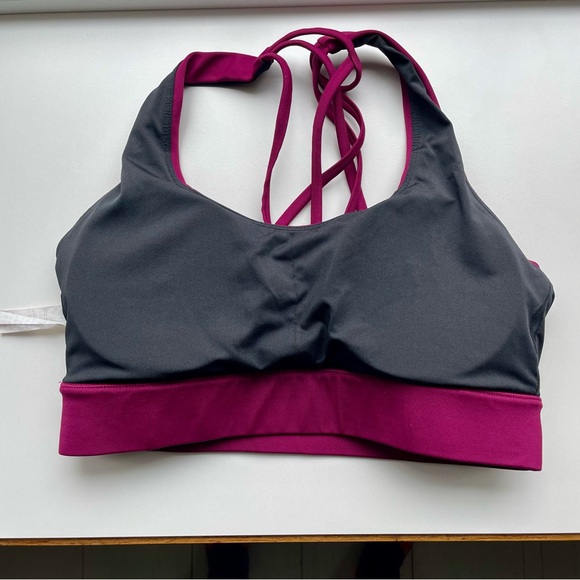 ZYIA Strappy Sports Bra Magenta with Black Lining Size L Feminine Active - Picture 5 of 5